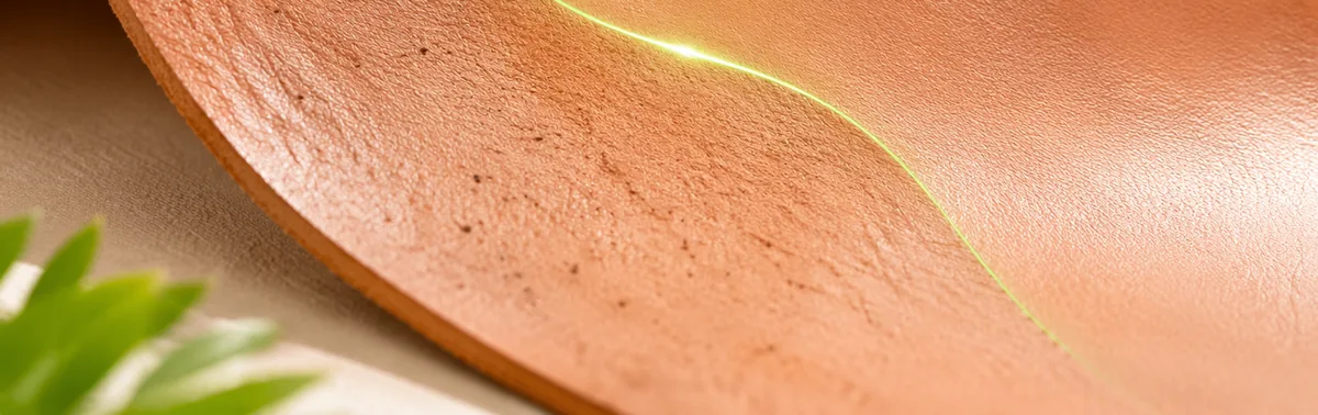 Close-up of a tan leather hide showing a smooth, clean grain surface